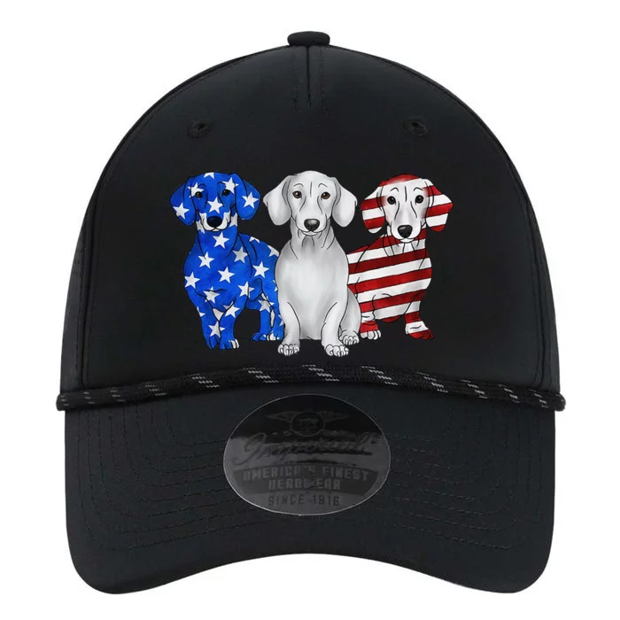 Red White Blue Dachshund American Flag 4th Of July Patriot Performance The Dyno Cap