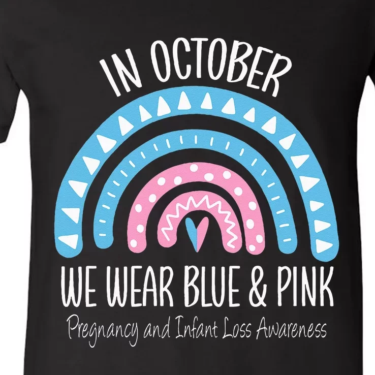 Rainbow Wear Blue Pink Pregnancy And Infant Loss Awareness V-Neck T-Shirt