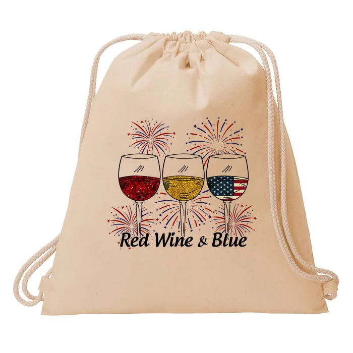 Red Wine & Blue Drawstring Bag