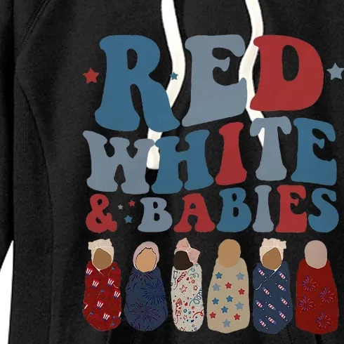 Red White Babies NICU Nurse 4th Of July Neonatal Nursing Women's Fleece Hoodie