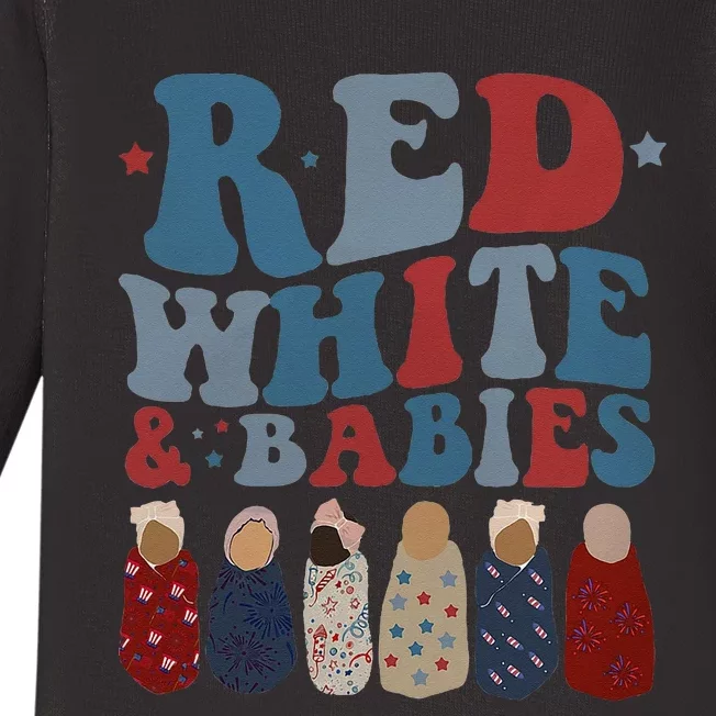 Red White Babies NICU Nurse 4th Of July Neonatal Nursing Baby Long Sleeve Bodysuit