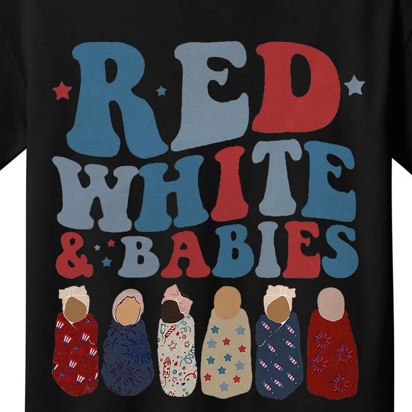 Red White Babies NICU Nurse 4th Of July Neonatal Nursing Kids T-Shirt