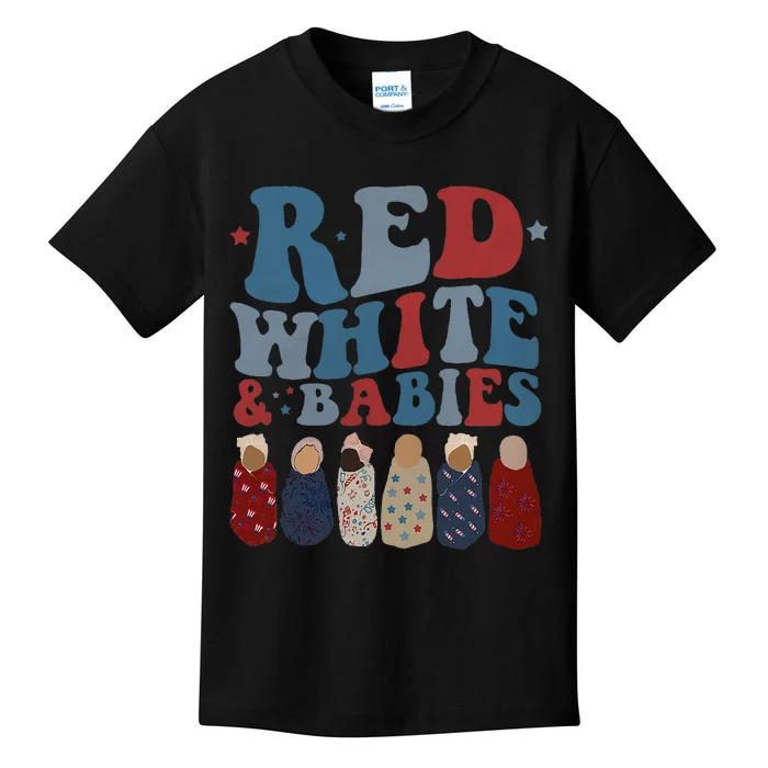 Red White Babies NICU Nurse 4th Of July Neonatal Nursing Kids T-Shirt