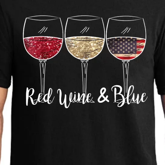 Red Wine & Blue 4th Of July Red White Blue Wine Glasses Pajama Set