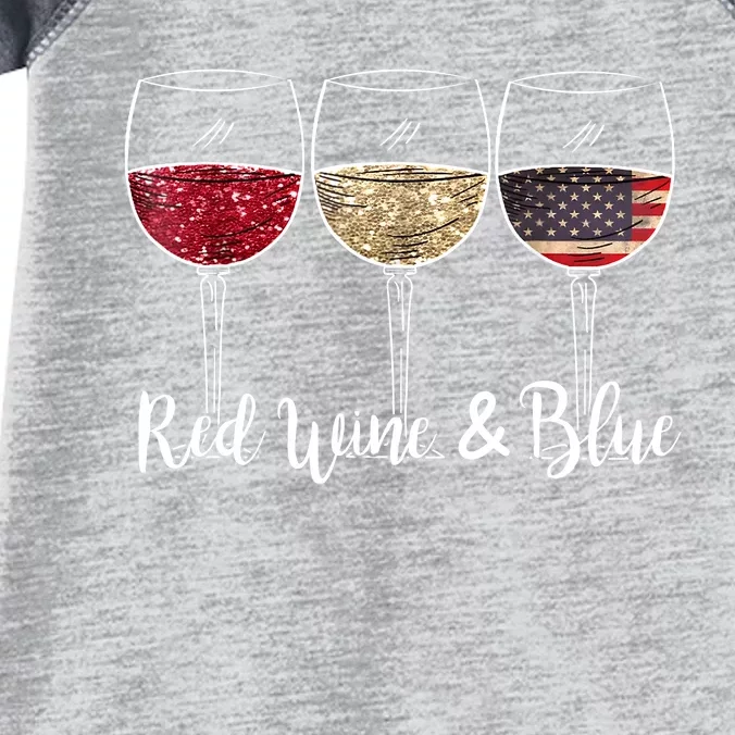 Red Wine & Blue 4th Of July Red White Blue Wine Glasses Infant Baby Jersey Bodysuit