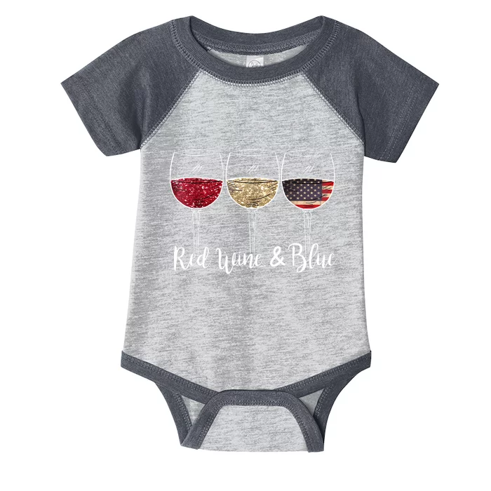 Red Wine & Blue 4th Of July Red White Blue Wine Glasses Infant Baby Jersey Bodysuit