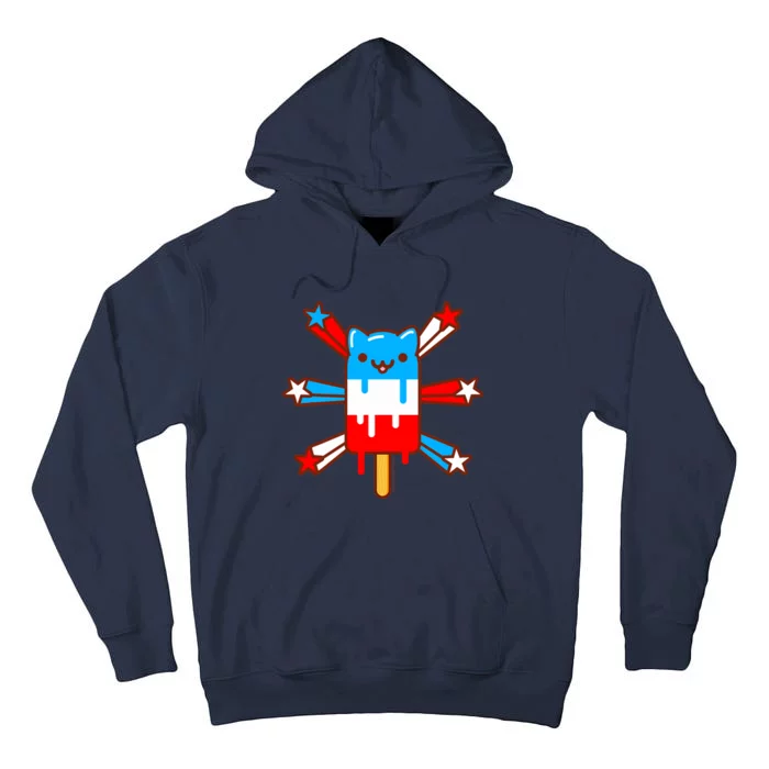 RED WHITE & BLUE POPSICLE CAT - 4th of July Tall Hoodie