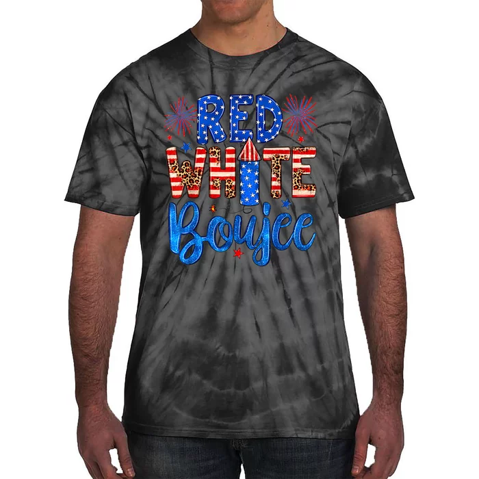 Red White & Boujee Summer Funny Drinking 4th of July US Flag Tie-Dye T-Shirt