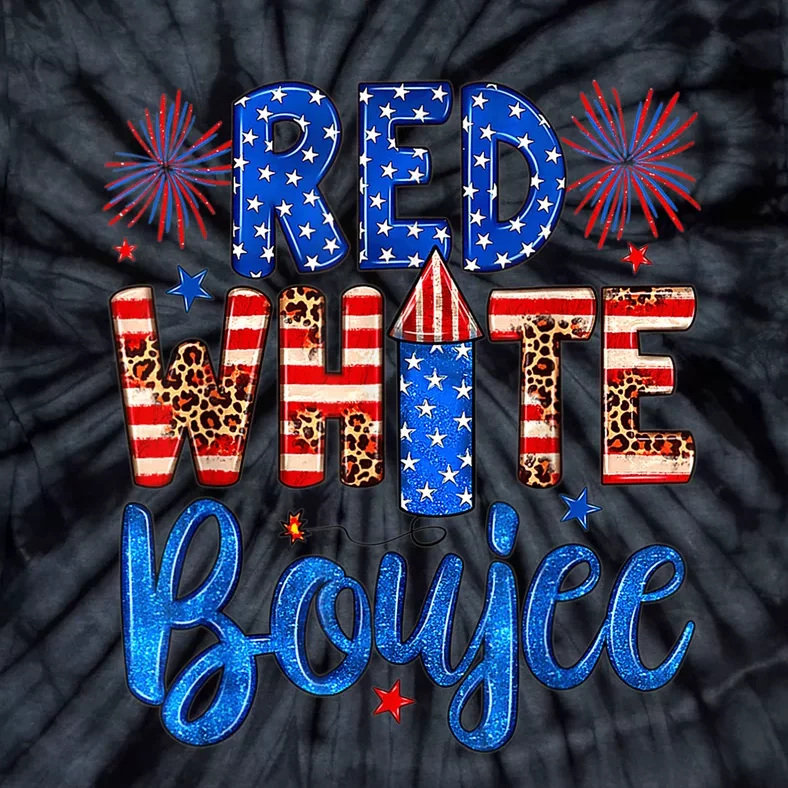 Red White & Boujee Summer Funny Drinking 4th of July US Flag Tie-Dye T-Shirt