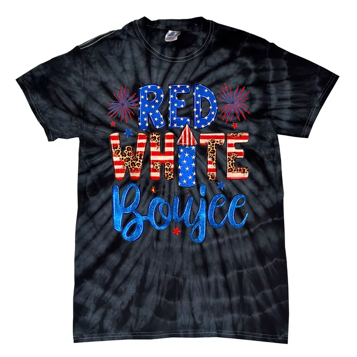 Red White & Boujee Summer Funny Drinking 4th of July US Flag Tie-Dye T-Shirt