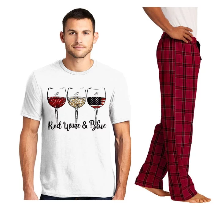 Red Wine & Blue 4th of July Red White Blue Wine Glasses Pajama Set