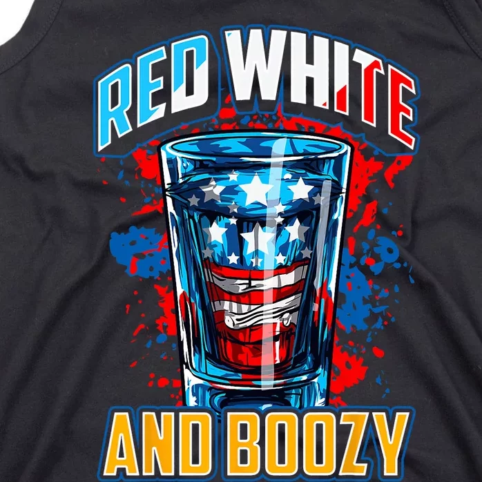 Red White & Boozy Patriotic American Whiskey Drinker Alcohol Tank Top