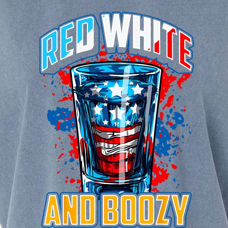 Red White & Boozy Patriotic American Whiskey Drinker Alcohol Garment-Dyed Women's Muscle Tee