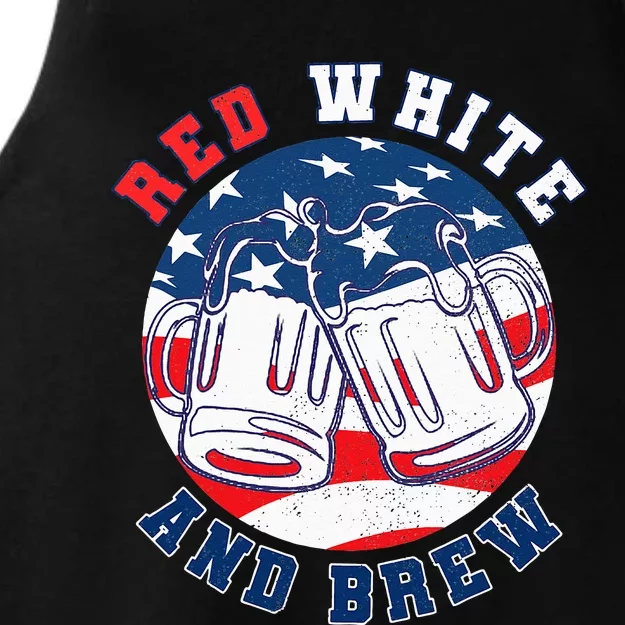 Red White & Brew! for a 4th of July Beer Merica USA Ladies Tri-Blend Wicking Tank