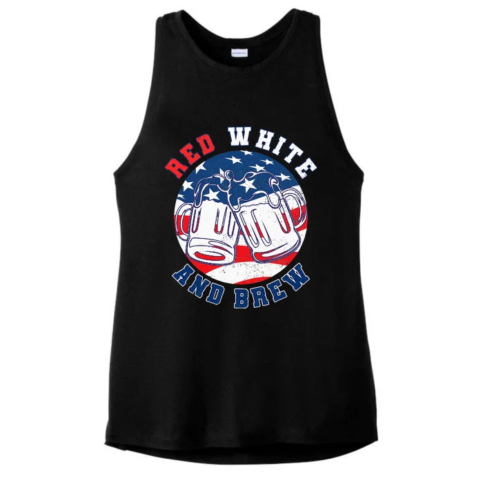 Red White & Brew! for a 4th of July Beer Merica USA Ladies Tri-Blend Wicking Tank