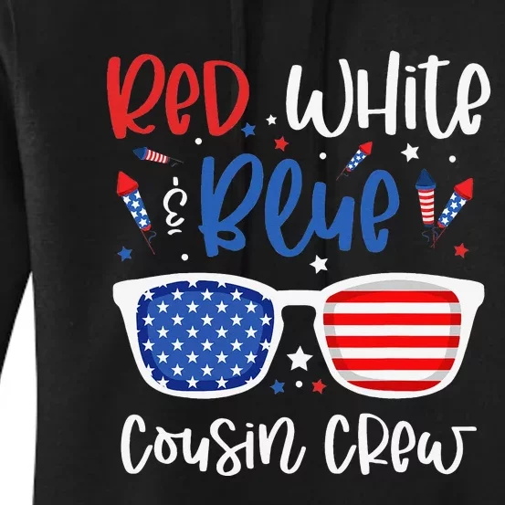 Red White & Blue Cousin Crew 4th of July USA Sunglasses Women's Pullover Hoodie