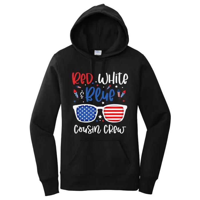 Red White & Blue Cousin Crew 4th of July USA Sunglasses Women's Pullover Hoodie