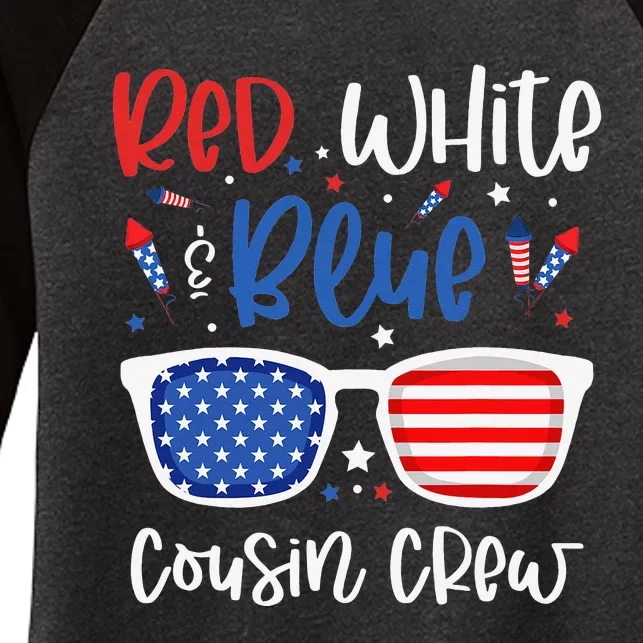 Red White & Blue Cousin Crew 4th of July USA Sunglasses Women's Tri-Blend 3/4-Sleeve Raglan Shirt