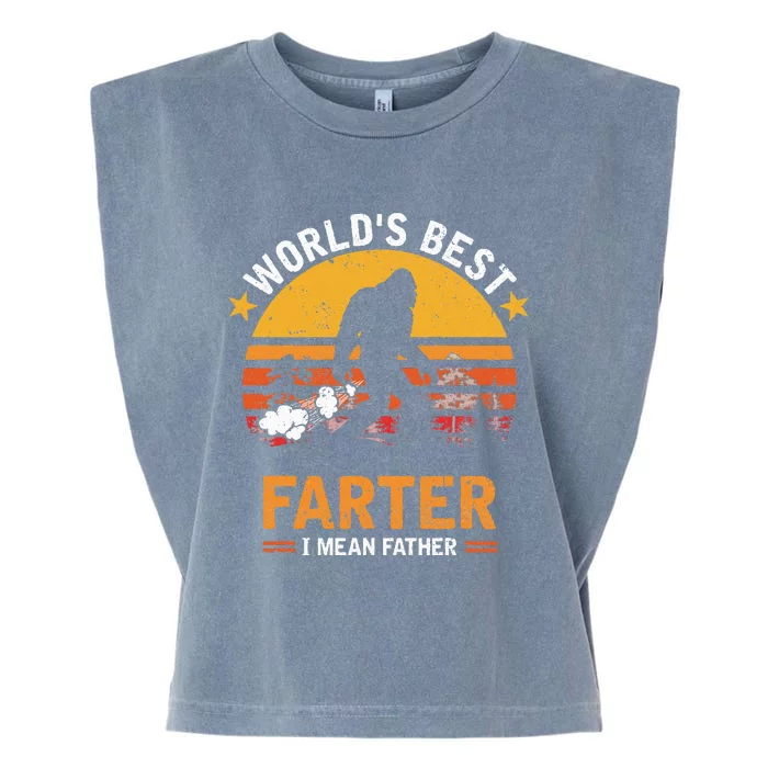 Retro World's Best Farter I Mean Father Bigfoot Father's Day Garment-Dyed Women's Muscle Tee