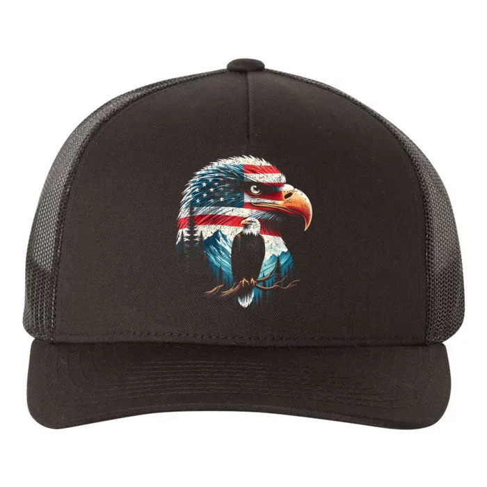 Red White Blue Bald Eagle American Flag For 4th Of July Gift Yupoong Adult 5-Panel Trucker Hat