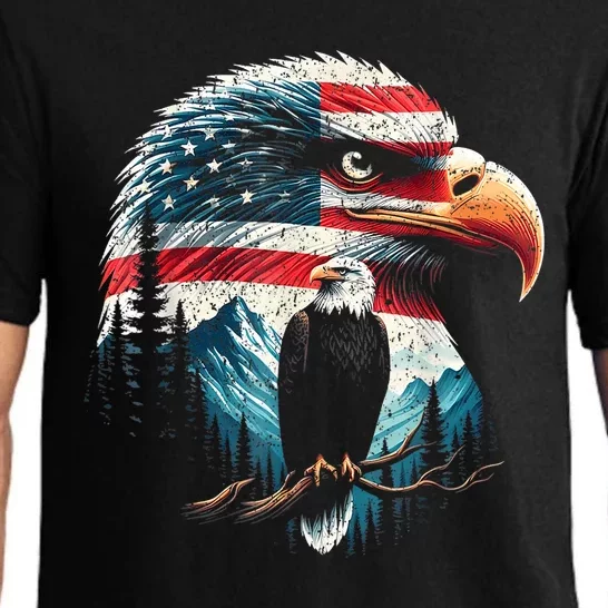 Red White Blue Bald Eagle American Flag For 4th Of July Gift Pajama Set