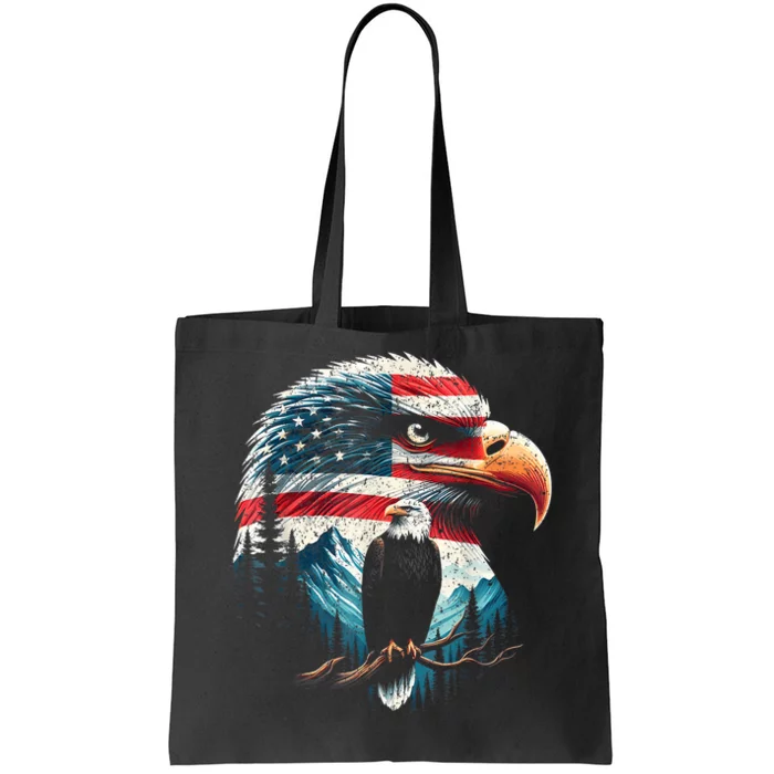 Red White Blue Bald Eagle American Flag For 4th Of July Gift Tote Bag