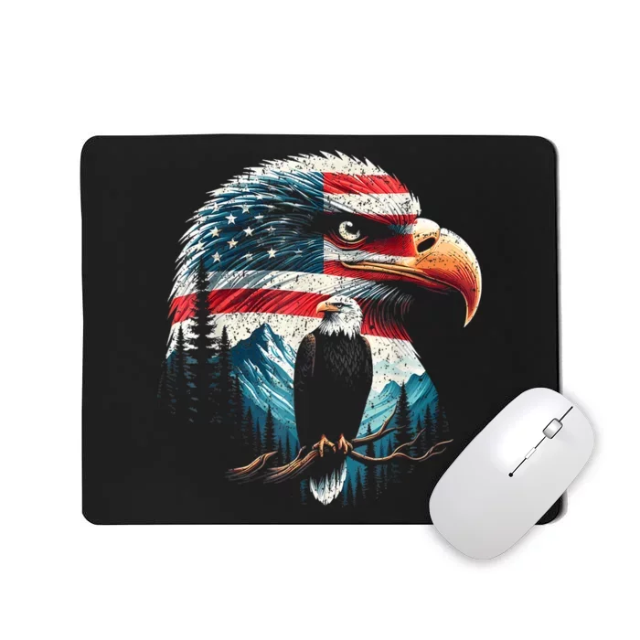 Red White Blue Bald Eagle American Flag For 4th Of July Gift Mousepad