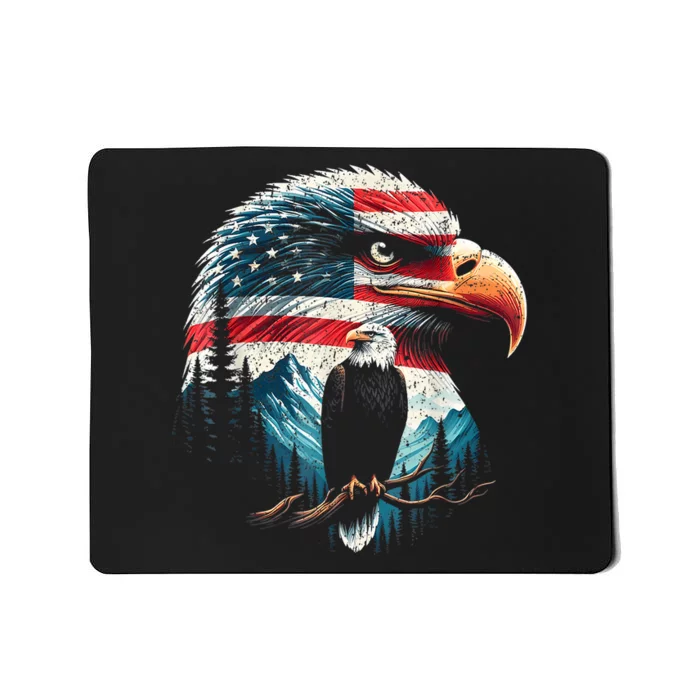 Red White Blue Bald Eagle American Flag For 4th Of July Gift Mousepad