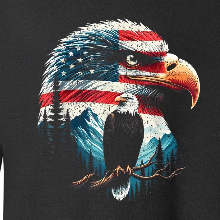 Red White Blue Bald Eagle American Flag For 4th Of July Gift Toddler Sweatshirt