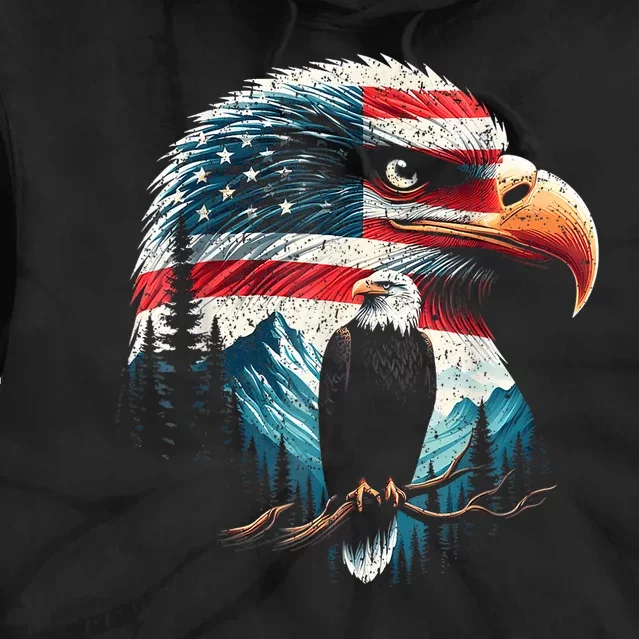 Red White Blue Bald Eagle American Flag For 4th Of July Gift Tie Dye Hoodie