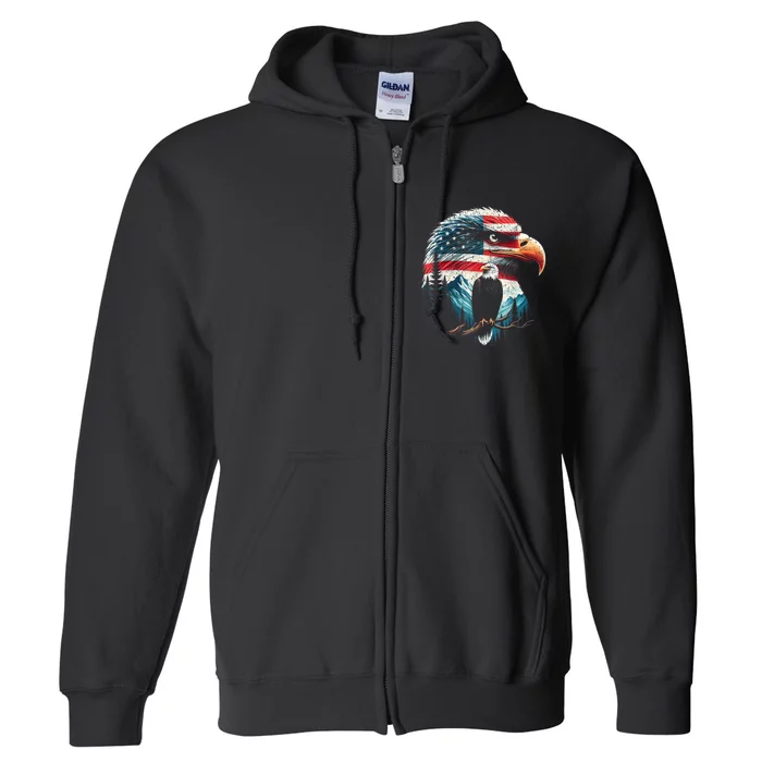 Red White Blue Bald Eagle American Flag For 4th Of July Gift Full Zip Hoodie