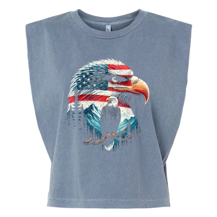 Red White Blue Bald Eagle American Flag For 4th Of July Gift Garment-Dyed Women's Muscle Tee