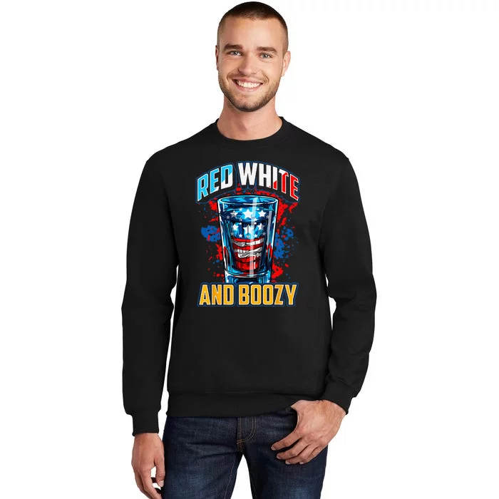 Red White & Boozy Patriotic American Whiskey Drinker Alcohol Sweatshirt