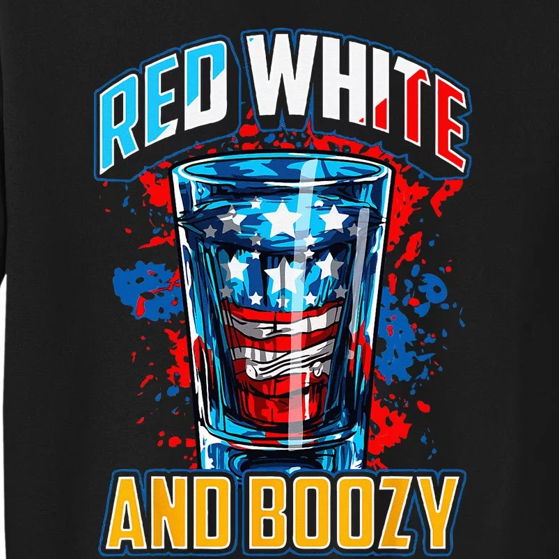 Red White & Boozy Patriotic American Whiskey Drinker Alcohol Sweatshirt