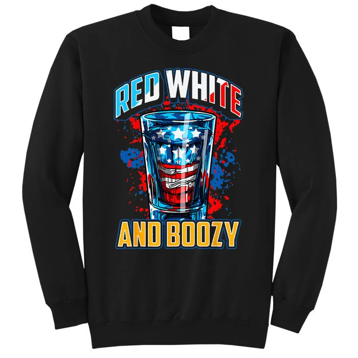 Red White & Boozy Patriotic American Whiskey Drinker Alcohol Sweatshirt