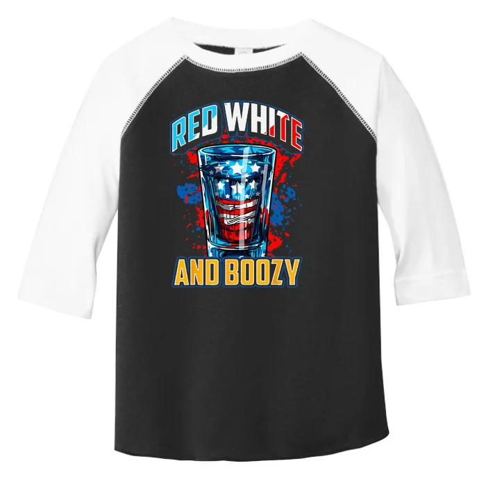 Red White & Boozy Patriotic American Whiskey Drinker Alcohol Toddler Fine Jersey T-Shirt