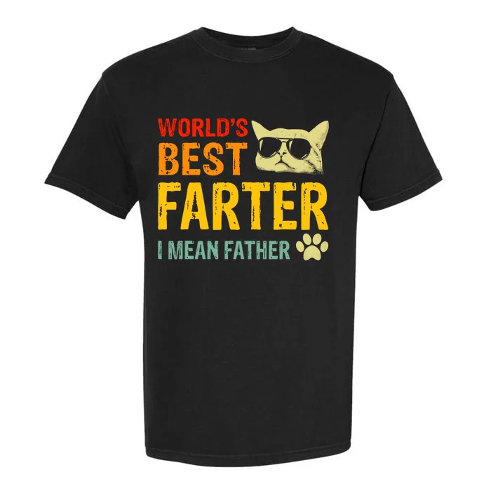 Retro Worlds Best Farter I Mean Father Best Cat Dad Ever Garment-Dyed Heavyweight T-Shirt