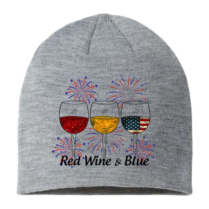 Red Wine & Blue 4th Of July Red White Blue Wine Glasses 8 1/2in Sustainable Knit Beanie