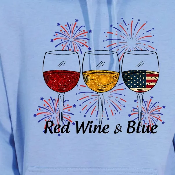 Red Wine & Blue 4th Of July Red White Blue Wine Glasses Unisex Surf Hoodie