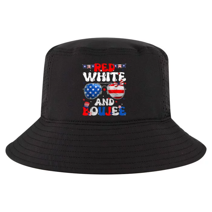 Red White & Boujee Summer Funny Drinking 4th Of July US Flag Cool Comfort Performance Bucket Hat