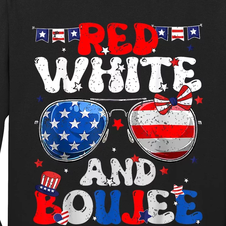 Red White & Boujee Summer Funny Drinking 4th Of July US Flag Long Sleeve Shirt