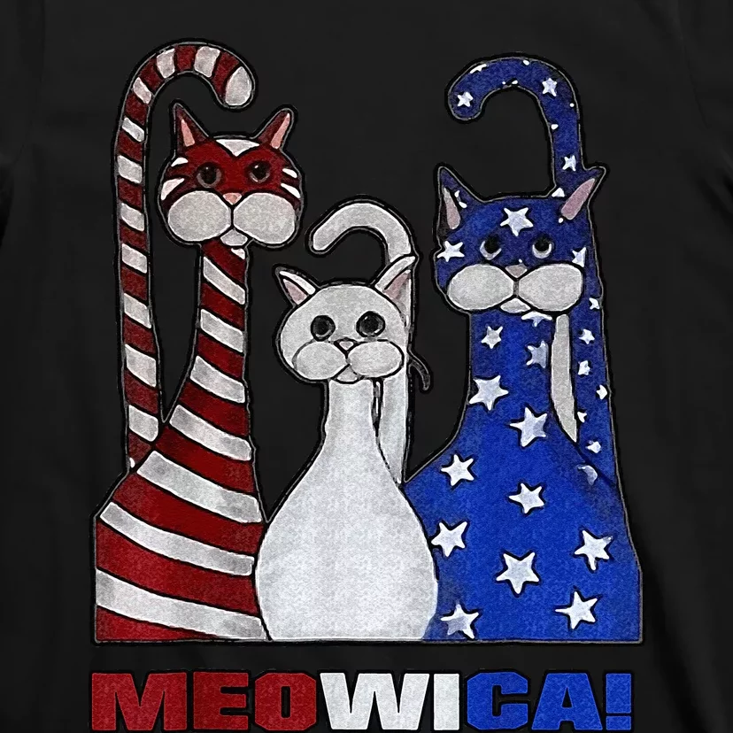 Red White Blue Cat USA Flag 4th Of July Patriotic Cat Lover T-Shirt