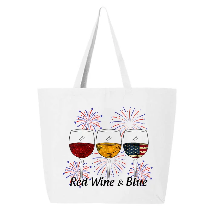 Red Wine & Blue 4th Of July Red White Blue Wine Glasses 25L Jumbo Tote