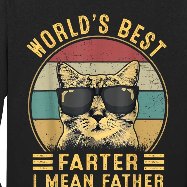 Retro Worlds Best Farter I Mean Father Best Cat Dad Ever Long Sleeve Shirt