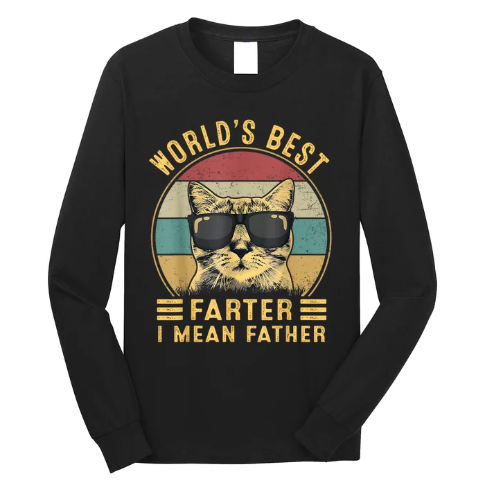 Retro Worlds Best Farter I Mean Father Best Cat Dad Ever Long Sleeve Shirt