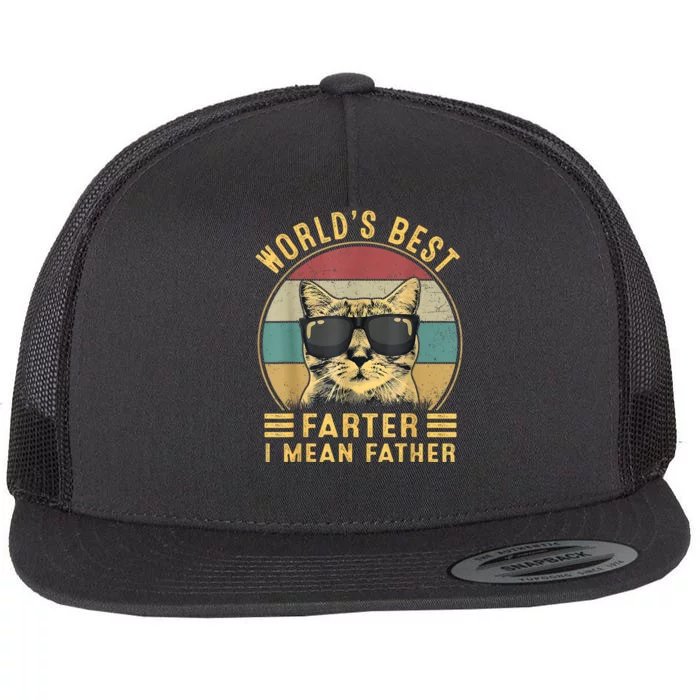 Retro Worlds Best Farter I Mean Father Best Cat Dad Ever Flat Bill Trucker Hat