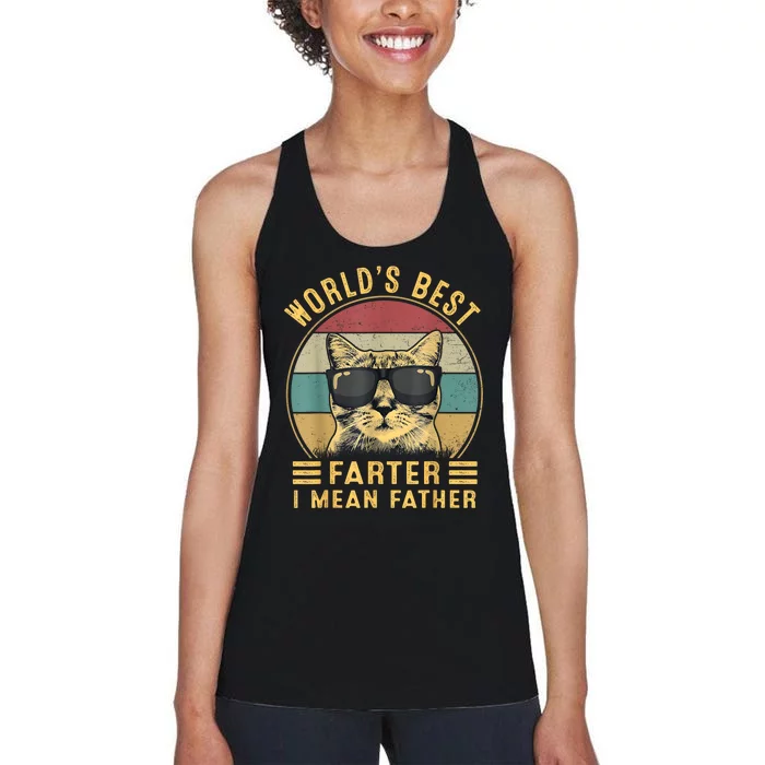 Retro Worlds Best Farter I Mean Father Best Cat Dad Ever Women's Racerback Tank