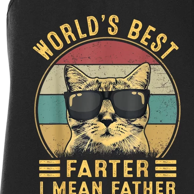 Retro Worlds Best Farter I Mean Father Best Cat Dad Ever Women's Racerback Tank