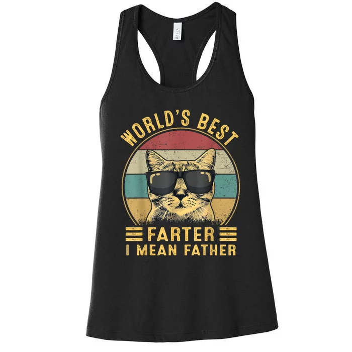 Retro Worlds Best Farter I Mean Father Best Cat Dad Ever Women's Racerback Tank