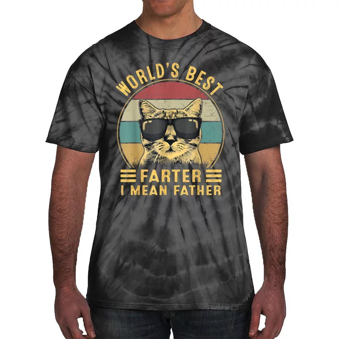 Retro Worlds Best Farter I Mean Father Best Cat Dad Ever Tie-Dye T-Shirt